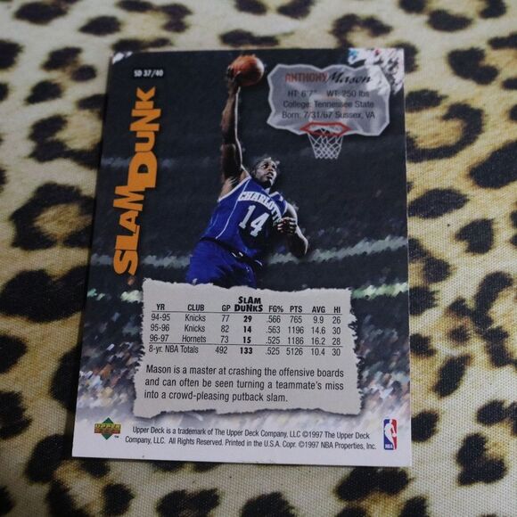 Anthony Mason SD 37/40 Basketball Card - Picture 2 of 2